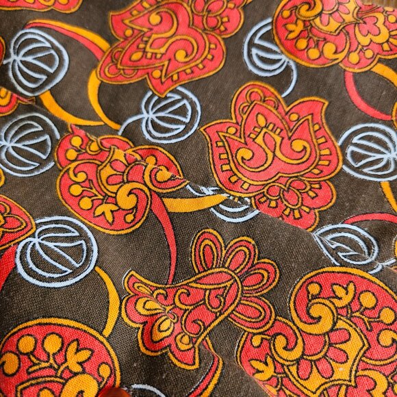 Vintage 60s 70s Dress Romper Skort Mod Retro Drop Waist Orange Brown Groovy S/M - Picture 12 of 12